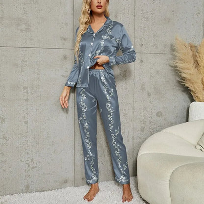 Women Button Down Long Sleeve Sleepwear Pajamas Set