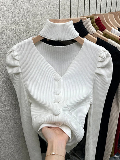 Womens French Style Off The Shoulder Red Sweater Autumn Winter Base Layer Niche Stylish Innerknit Top