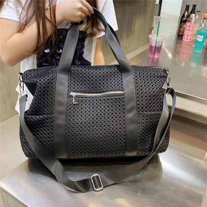 New Black Large Capacity Travel Bag – Casual Women’s Unisex Armpit Bag, Mesh Versatile Shoulder Handbag