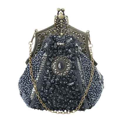 Queen Style Antique Crystal Beaded Evening Handbag