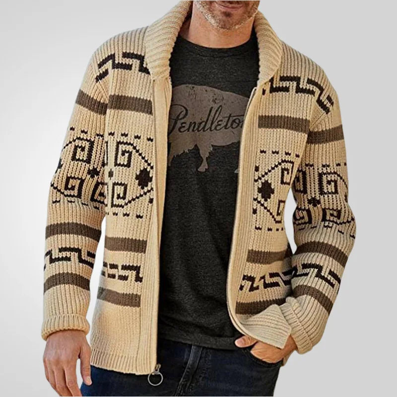 Mens Knitted Cotton Cardigan Casual Slim Fit Outwear For Autumn Winter