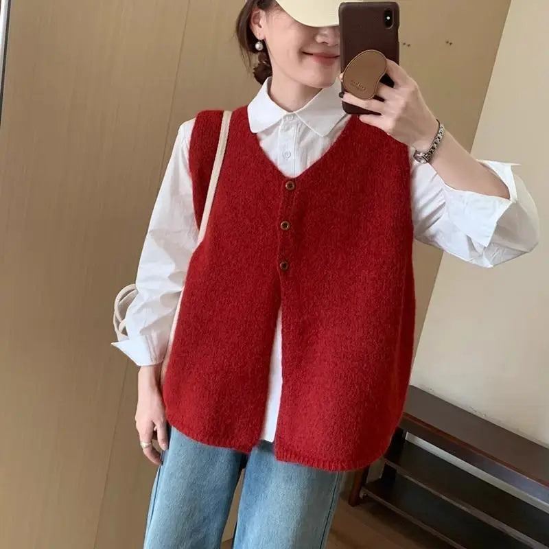 Korean Style Plus Size Autumn Sleeveless Vest For Women