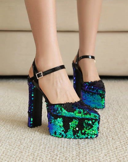 Bling Sequined High Heel Sandals – Sexy Summer Party Heels 2026