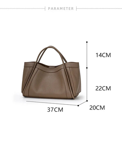 New High-Capacity Cowhide Bag – High-Quality Simple & Casual Portable Women's Bag