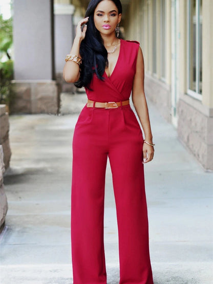 Office Style Fashion Black One Pieve V Neck Women Jumpsuit Romper