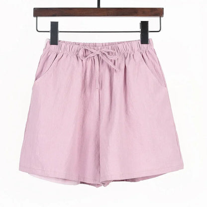 Basic Plus Size High Waisted Women Cotton Shorts
