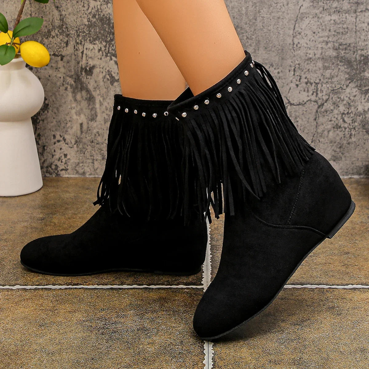 Tassel Low Heel 3 Layers Winter Women Boots