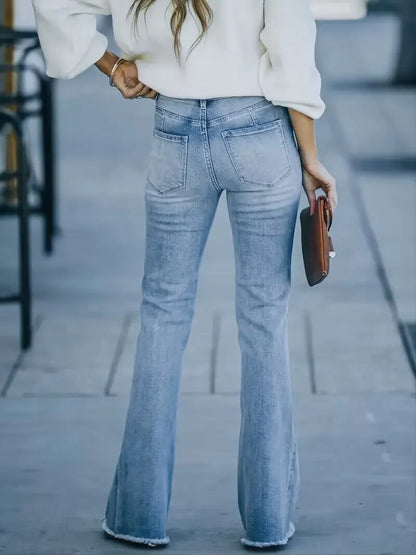 New High-Waisted Flared Denim Jeans For Women