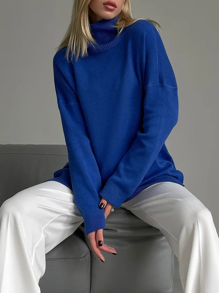 Autumn Winter Women Plus Size Soft Turtleneck Sweaters