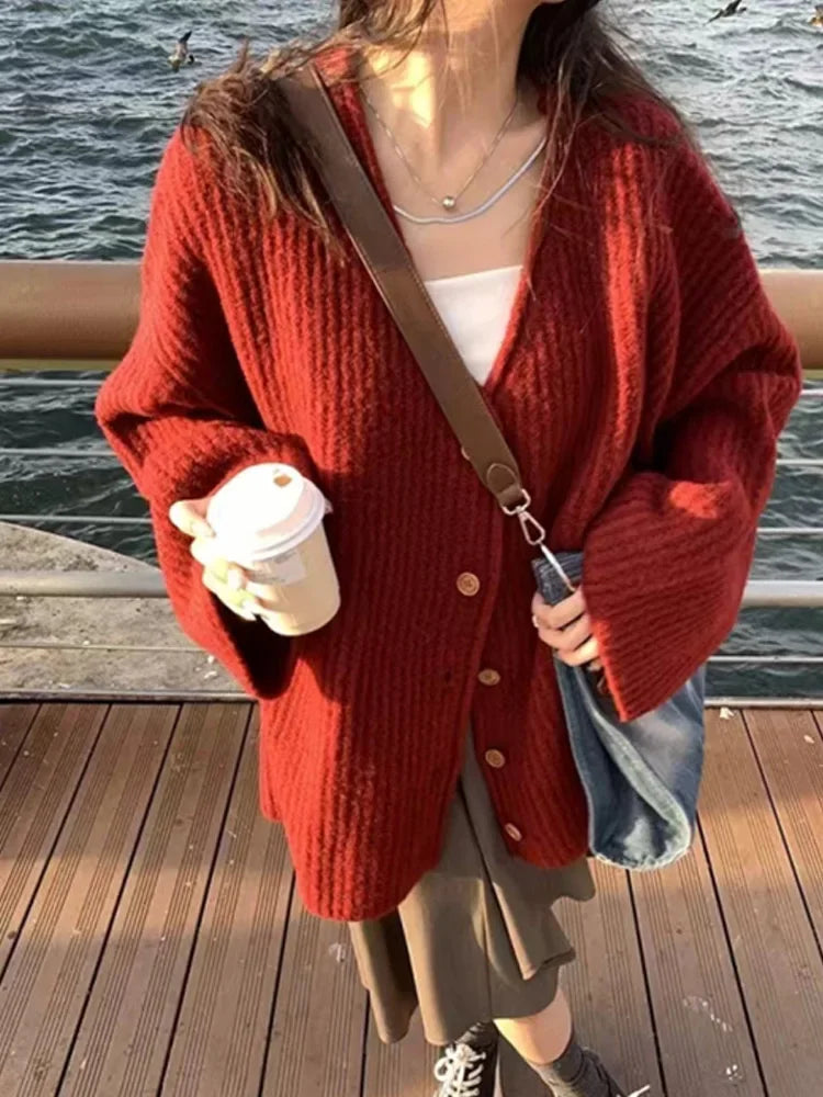 New Winter Style Casual Fall Shoulder Thick Women Men Cardigan Sweater
