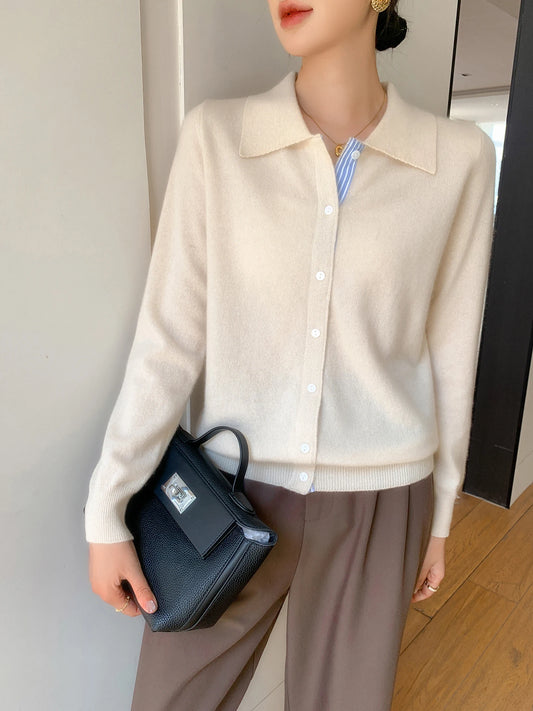Casual Preppy Look - The Grey Collared Knit Cardigan