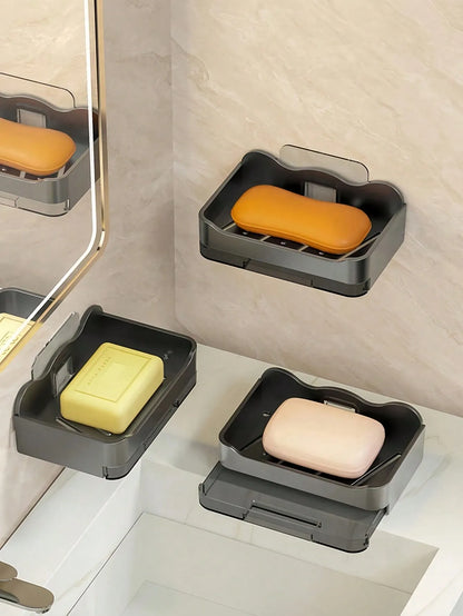No Drilling Wall Mounted Double Layer Soap Sponge Holder