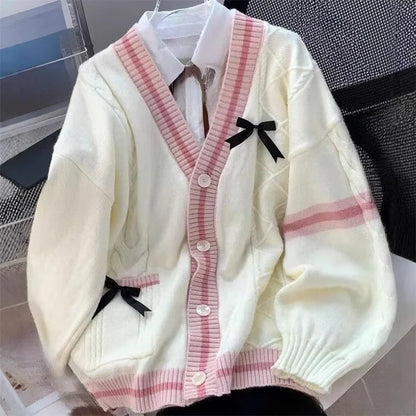 Japanese Style Nature Embroidery Cardigan Sweater