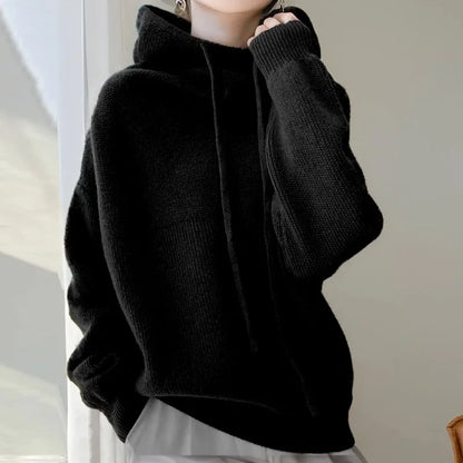 High Neck Hooded Sweatshirt Dress Chic Office Pullover For Women