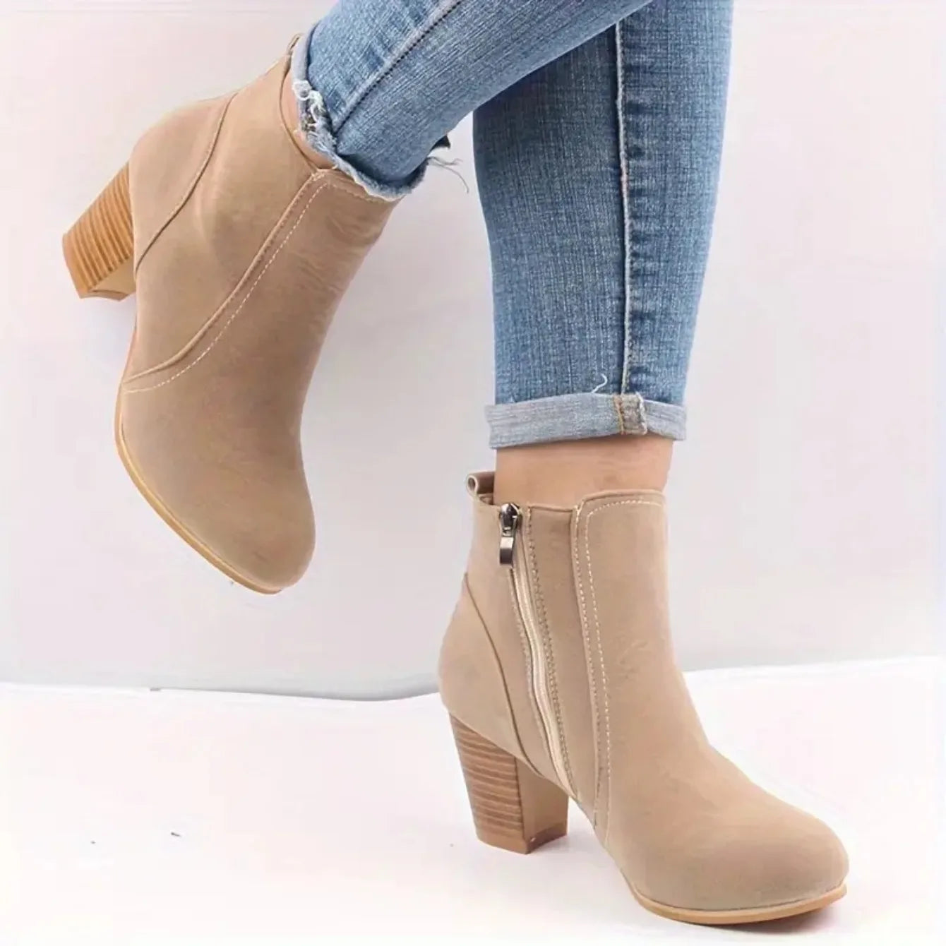 Luxury Suede Chelsea Ankle Boots for Women - 2025 Autumn Winter Chunky Heels