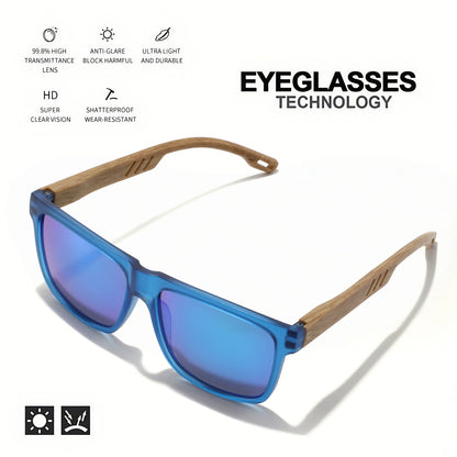 Square UV400 Sunglasses – Wood Grain Unisex Fashion Shades