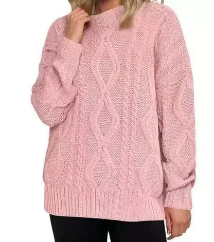 Autumn Winter Mock Neck Batwing Sleeve Women Knitted Sweater