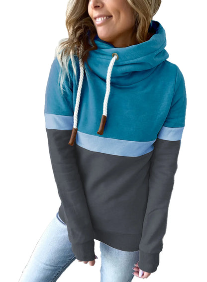 Unisex Color Block Hoodie Long Sleeve Drawstring Pullover For Work Casual Wear