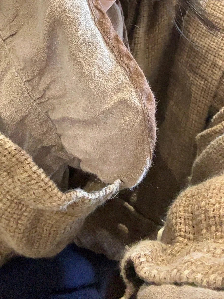 Vintage V-Neck Knit Cardigan Jacket for Women – Autumn Winter 2025