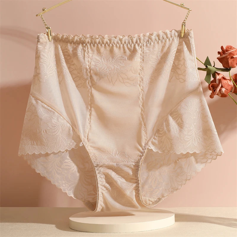 Effortless Comfort: High-Waist Floral Lace Briefs