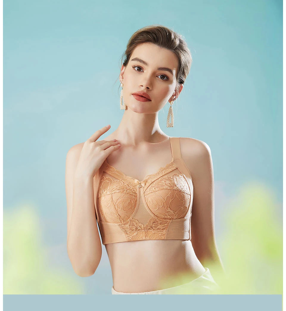 Timeless Ease: Full-Coverage Wire-Free Lace Bra
