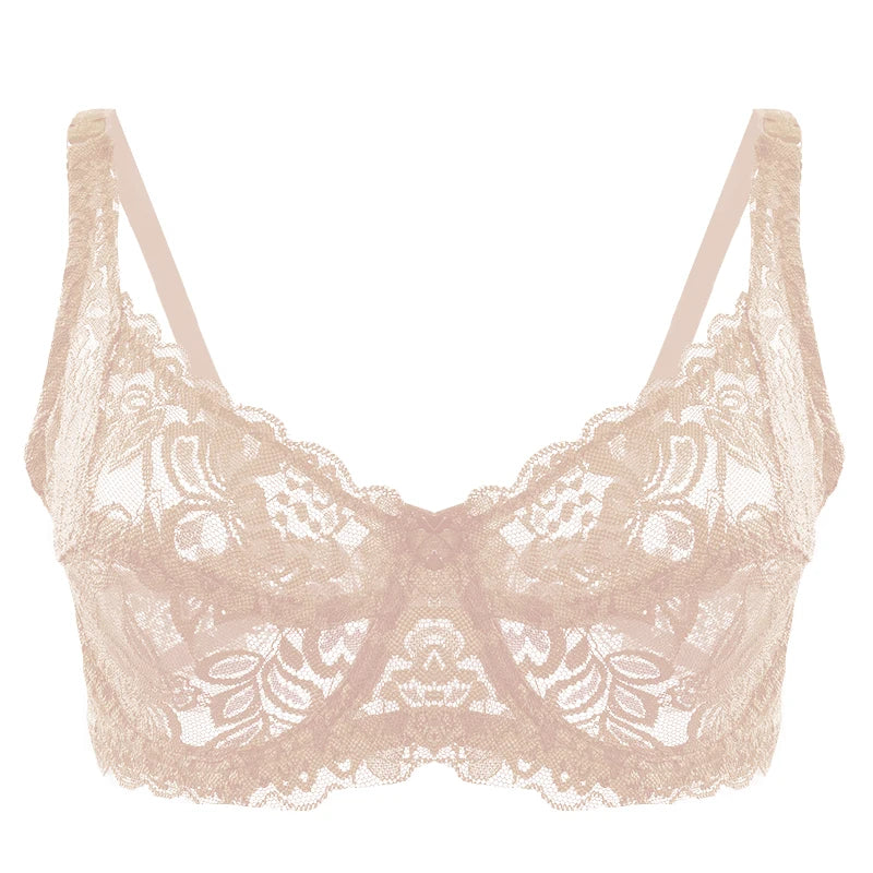 Women Plus Size Lace Embroidery Bra Underwear