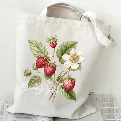 Flower Pattern Canvas Shopper Bags