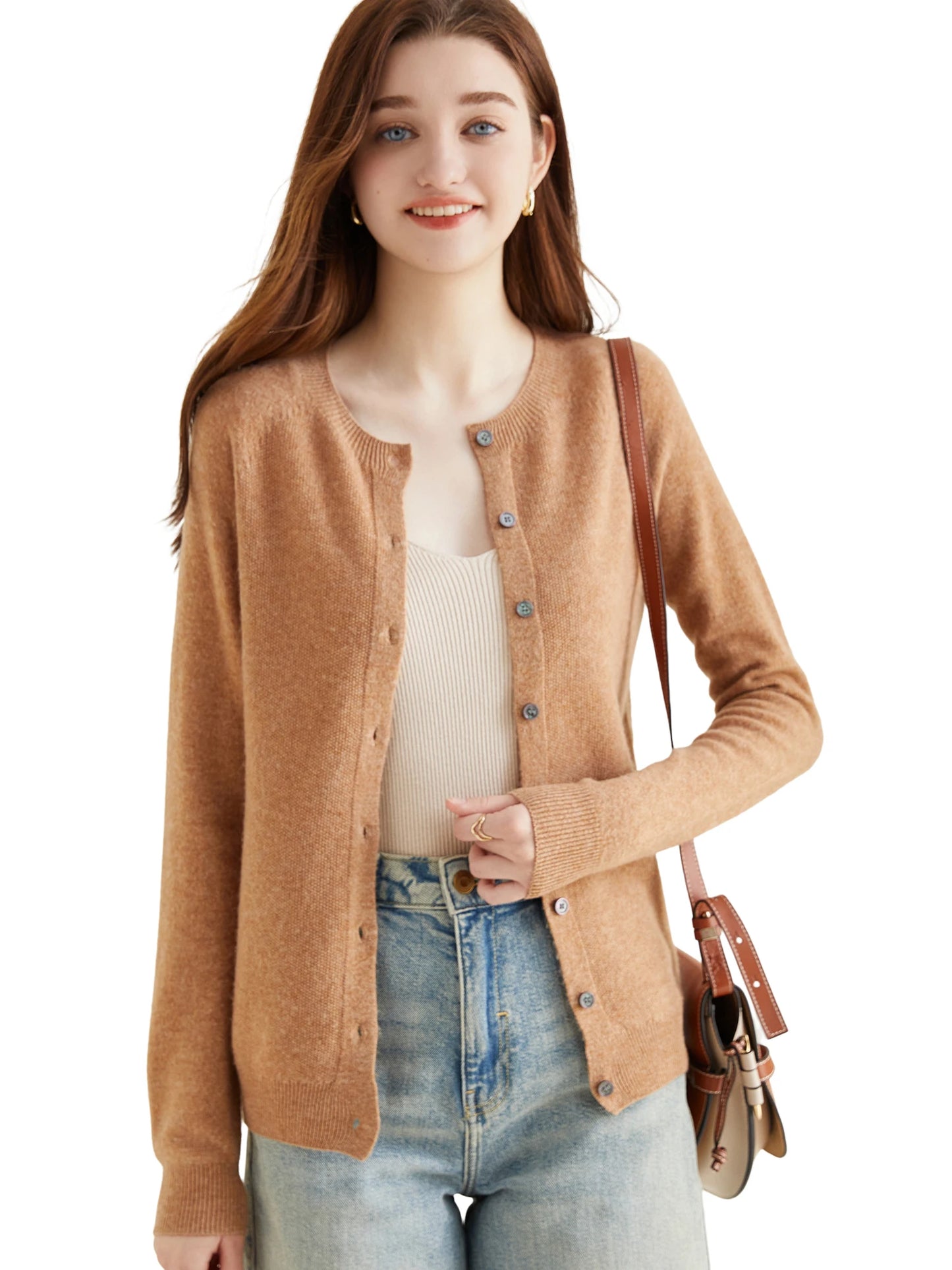 100% Merino Wool Knit Cardigan for Women – Timeless Vintage Style