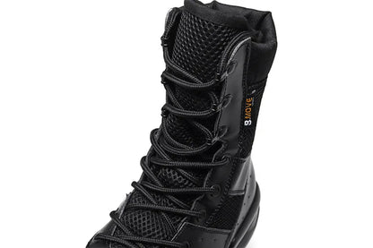 Summer Breathable Desert Hiking Boots Mens High Top Outdoor Mountaineering Light Tactical Boots Fashion Mesh Motorcycle Boots