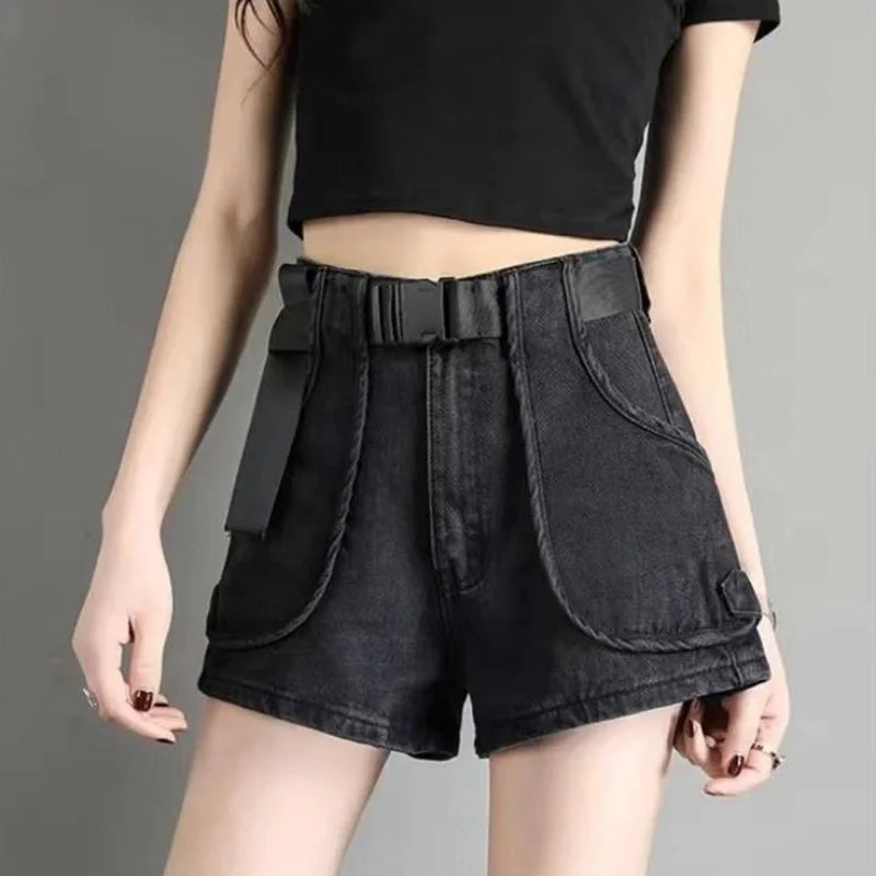 Women S Mid Waist Cargo Denim Shorts Sexy Stretchy Summer Hot Pants