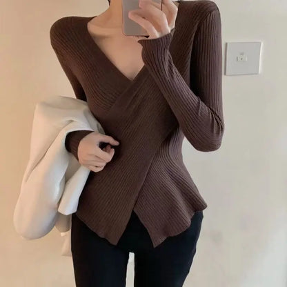 Womens V Neck Slim Fit Sweaters