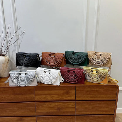 Designer Style Striped Evening Clutch Crossbody Bag