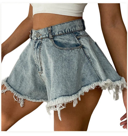 Beach City Style Wide Leg Women Denim Short