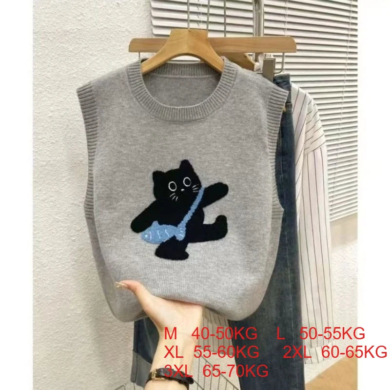 Cute Aesthetic Cat Knit Vest