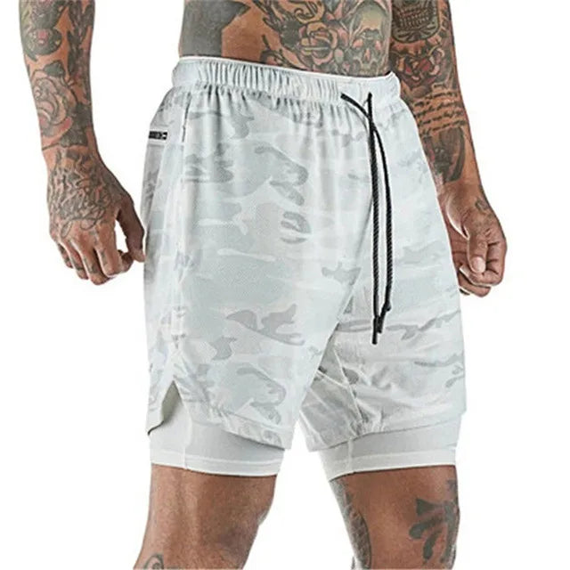 2 In 1 Mens Training Gym Fitness Sport Style Shorts