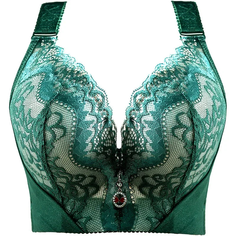 Leaf Embroidered Sexy Lace Plus Size Women Padded Push Up Bras