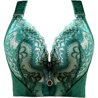 Leaf Embroidered Sexy Lace Plus Size Women Padded Push Up Bras