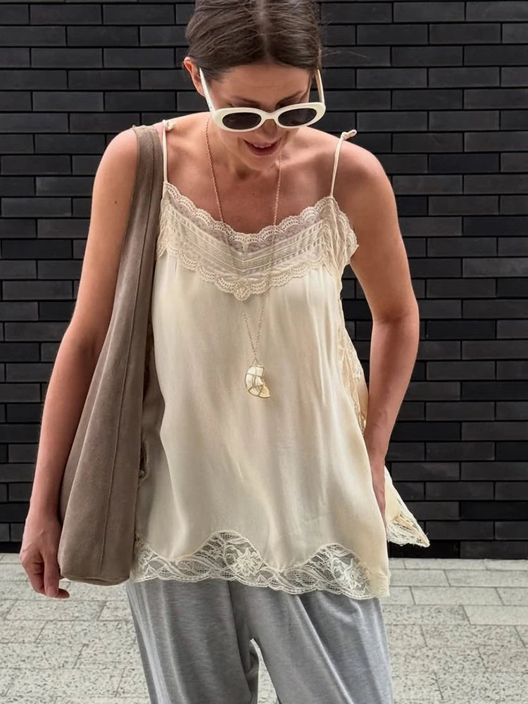 2025 Sexy Patchwork Floral Tank Top For Women Square Collar Sleeveless Lace Up Slimming Vest Summer Fashion