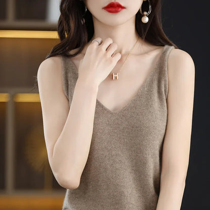 Spring Summer Ladies V Neck Sweater Solid Color Half Sleeved Pullover Thin Casual Knitwear Soft Bottoming Top