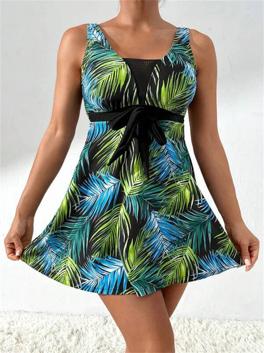 2025 Plus Size Printed Long Sleeve Swimwear For Women Deep V One Piece Swimsuit Beach Bodysuit