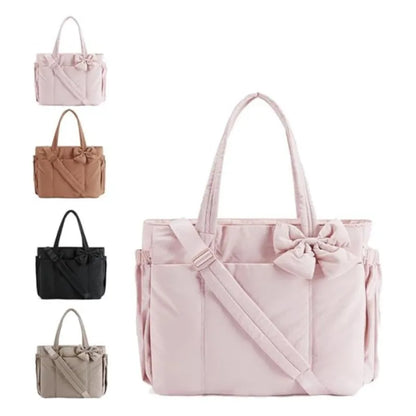 Chic Puffer Tote Bag with Bow Detail