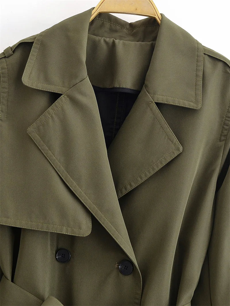 Long Belted Women Trench Coat