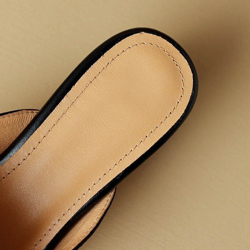 Womens New Designer Faux Leather Pointed Slippers