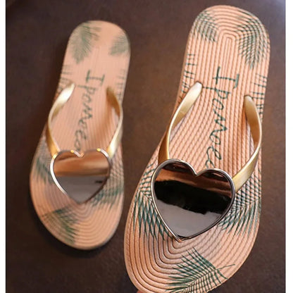 Womens New Summer Style Heart Design Flip Flop Slipper