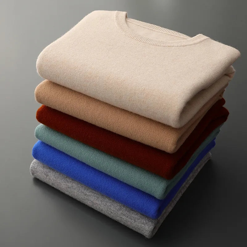 New Soft Mens Round Neck Thickened Wool Sweaters