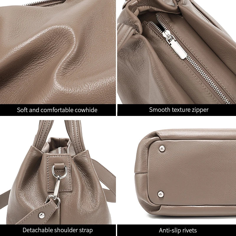 Designer Cowhide Genuine Leather Large Capacity Shoulder Bags