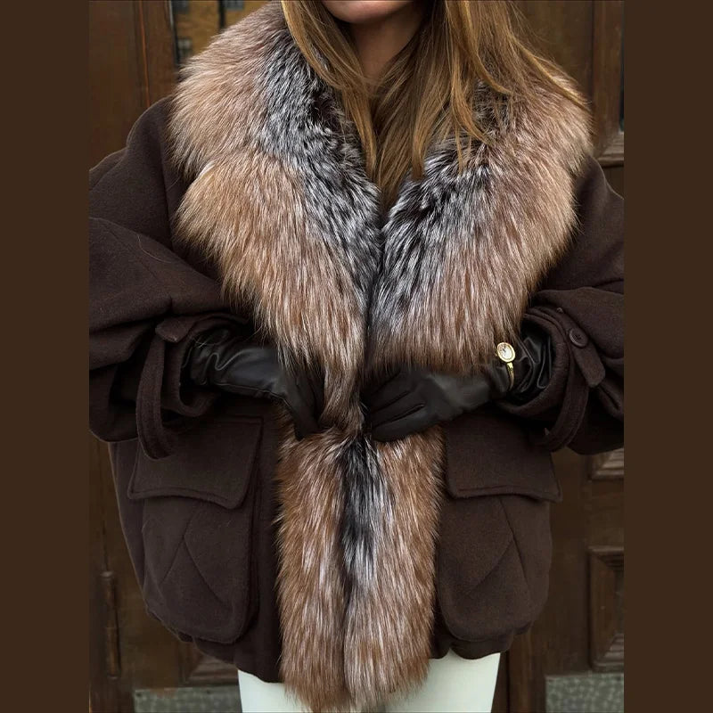 Plus Size 5xl Single Breasted Long Hairy Women Winter Coats
