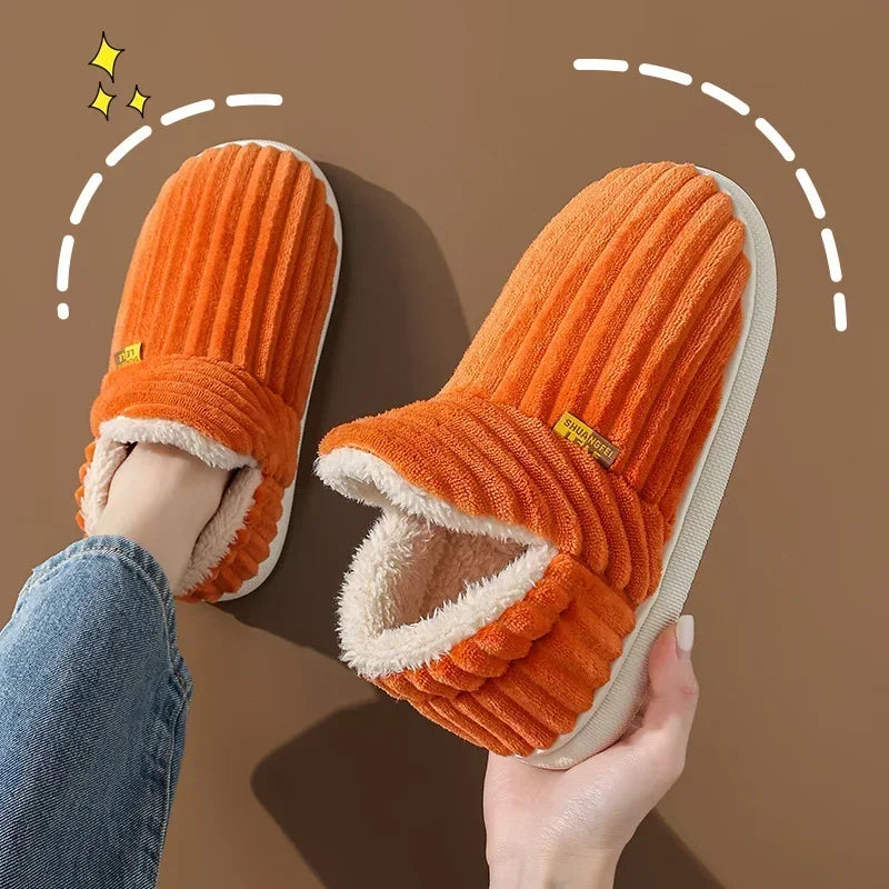 Warm Fluffy Slippers For Women Cozy Faux Fur Cross Indoor Floor Slides Soft Furry Flip Flops For Ladies