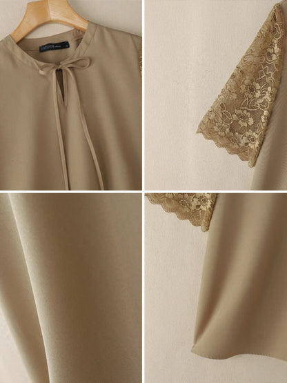 Zebra Stripe Bandage Blouse Elegant Korean Fashion For Women