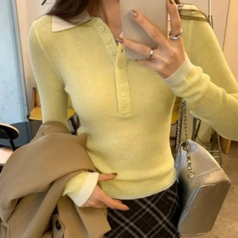 Women Contrast Color Sweaters